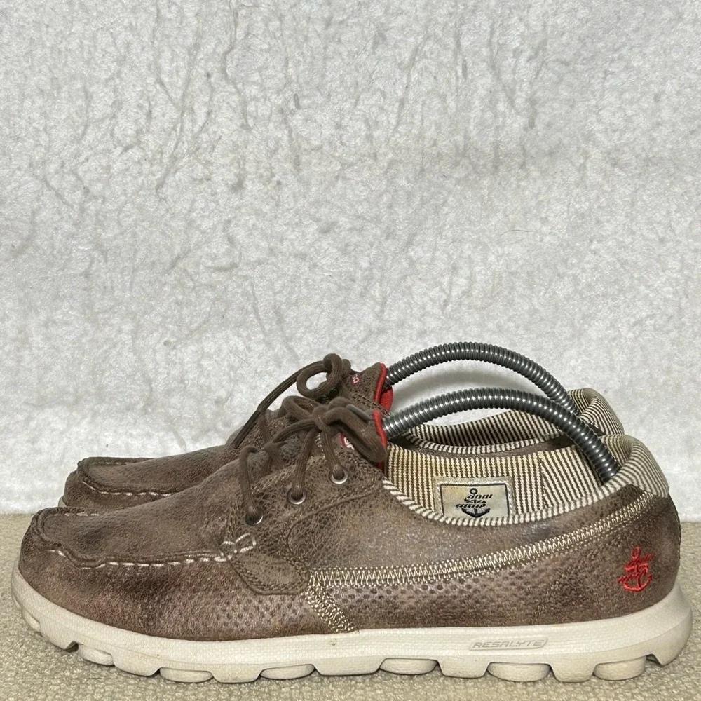 Skechers Womens Brown Gomat GoTech Lace Casual Loafers Shoes SZ US 9